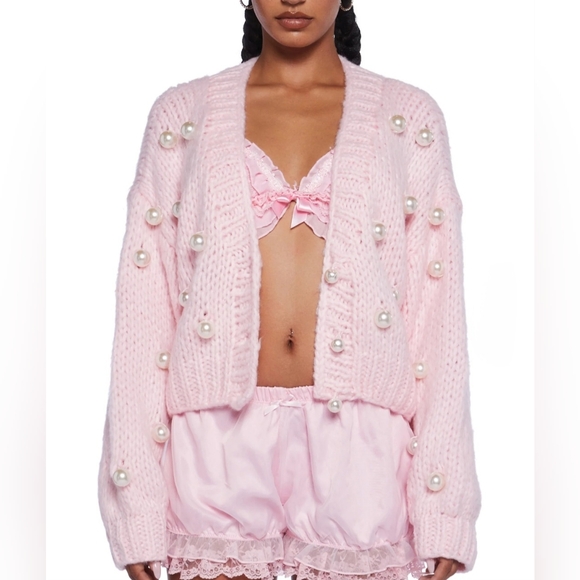 Dolls Kill Pink And Pearl Cardigan - Picture 1 of 16